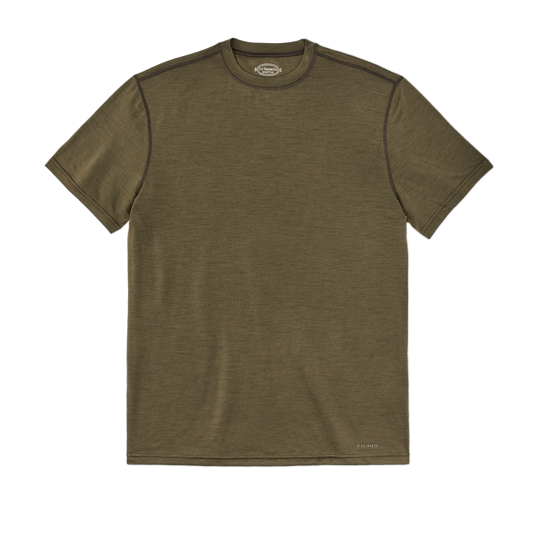210g Merino Wool Short Sleeve Crewneck T-Shirt - Dark Olive