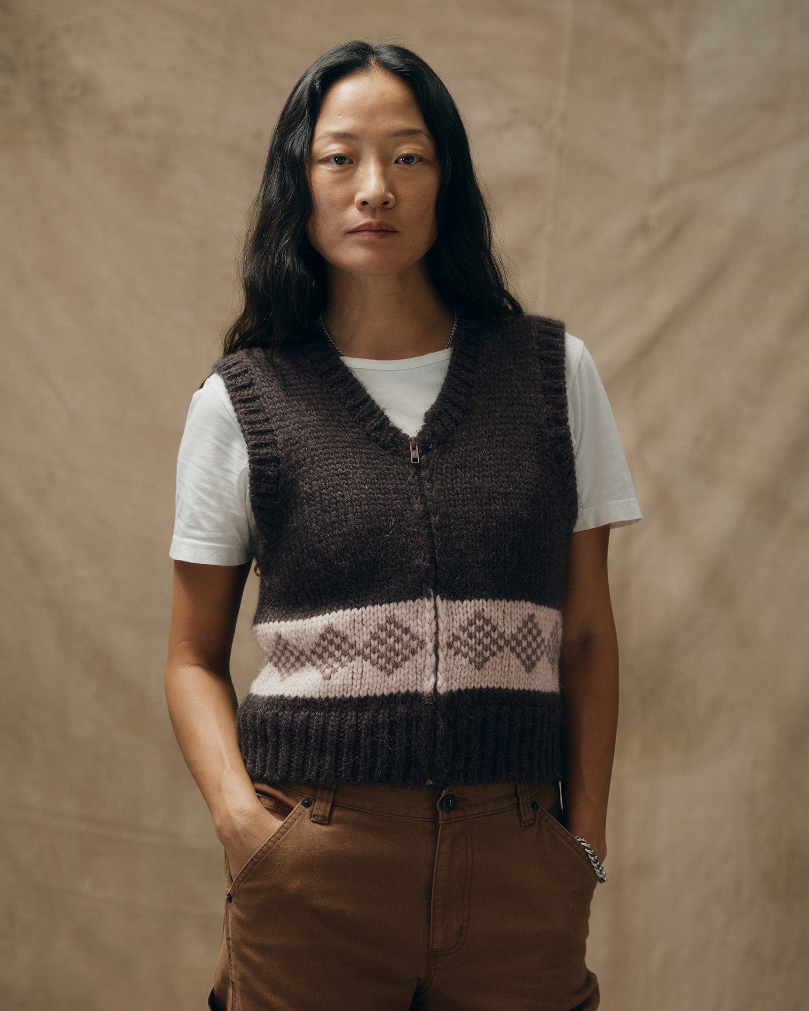 Women's Wool Vest - Dark Brown