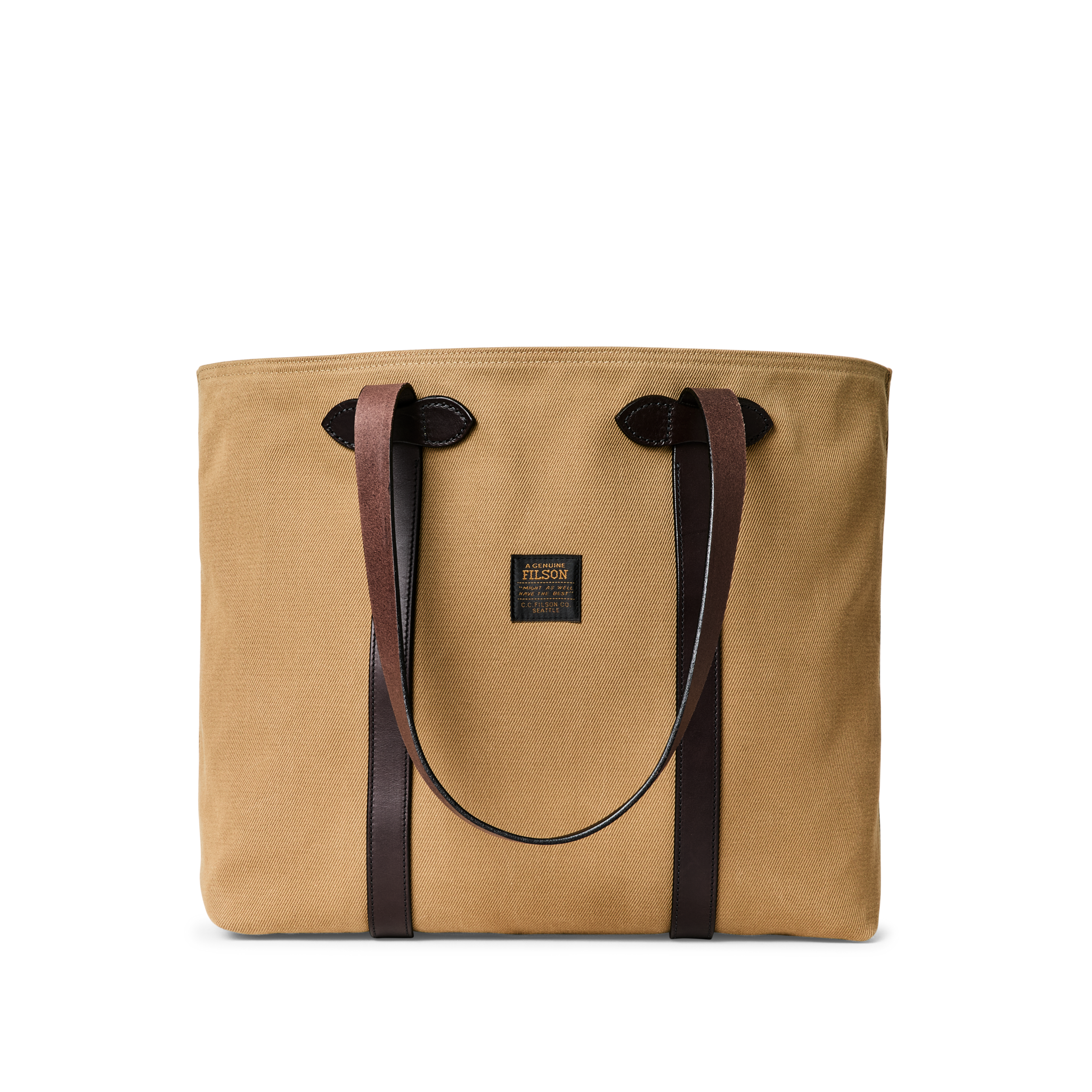 Rugged Twill Large Open Tote Bag - Tan