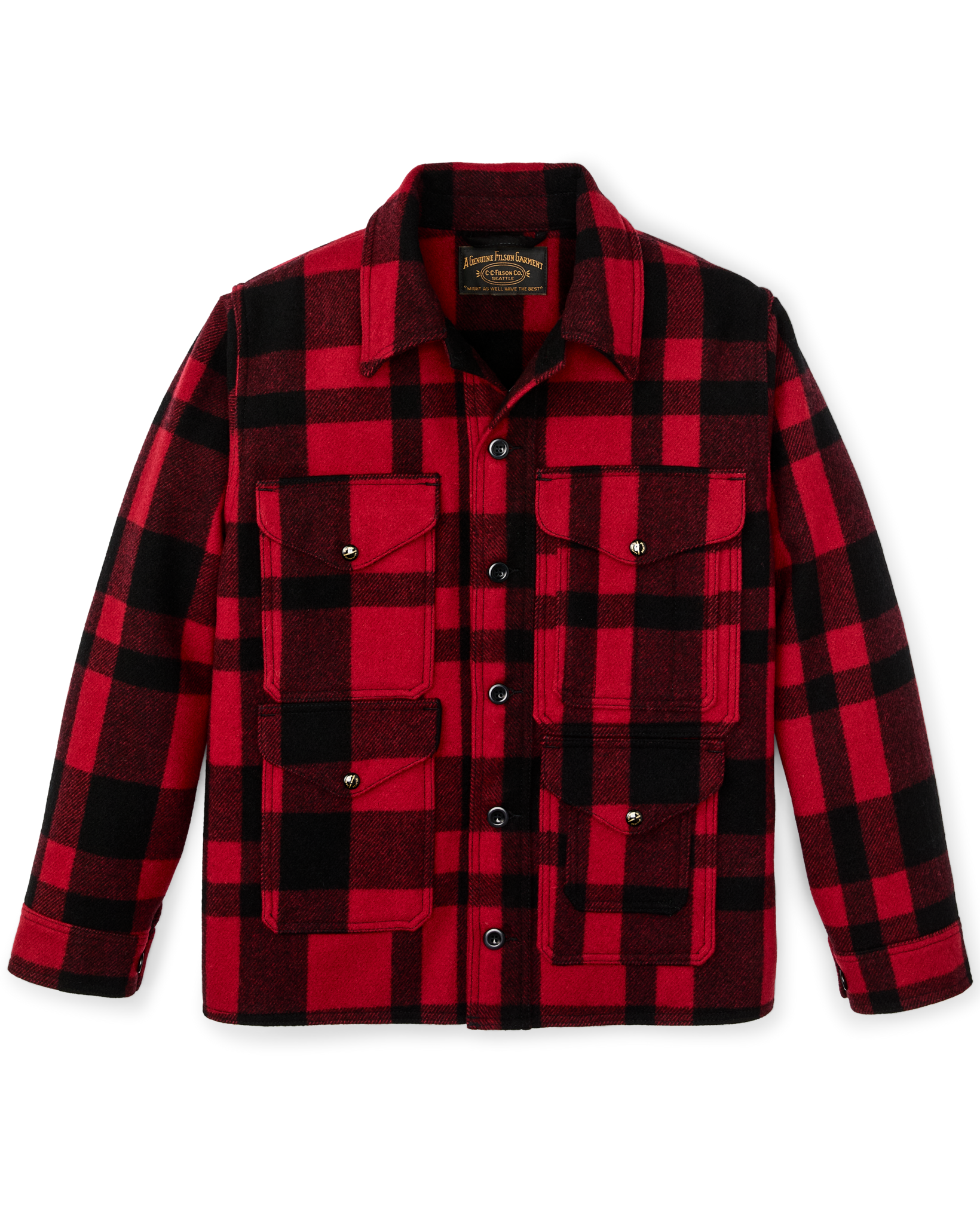 1940s Mackinaw Wool Cruiser Jacket - Red / Black Heritage Plaid