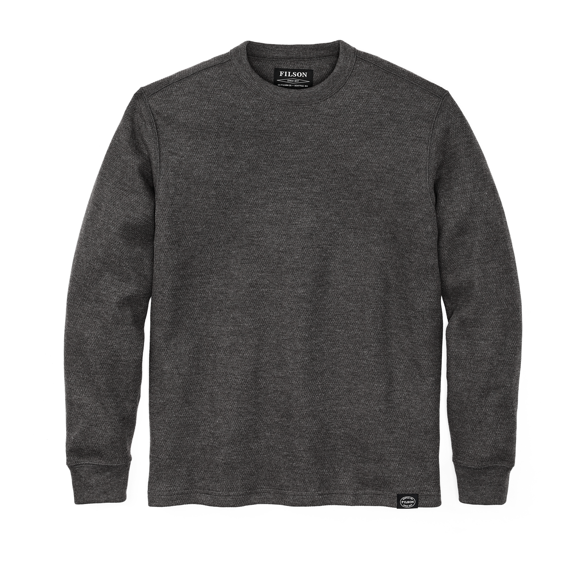 Waffle Knit Thermal Crewneck - Charcoal