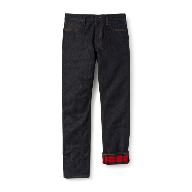Rail-splitter Lined Jeans - Raw Indigo / Red Black