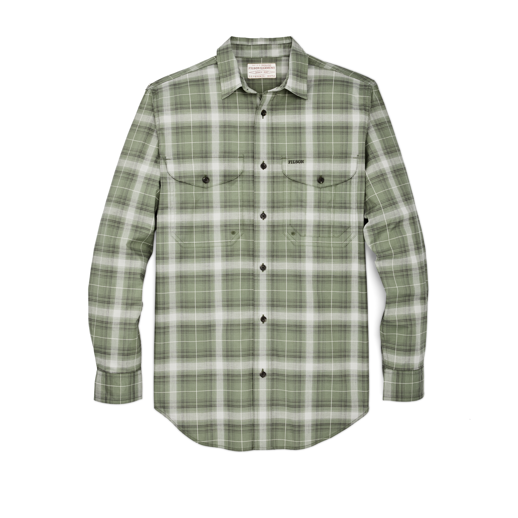 Twin Lakes Sport Shirt - Green / Gray Ombre Plaid