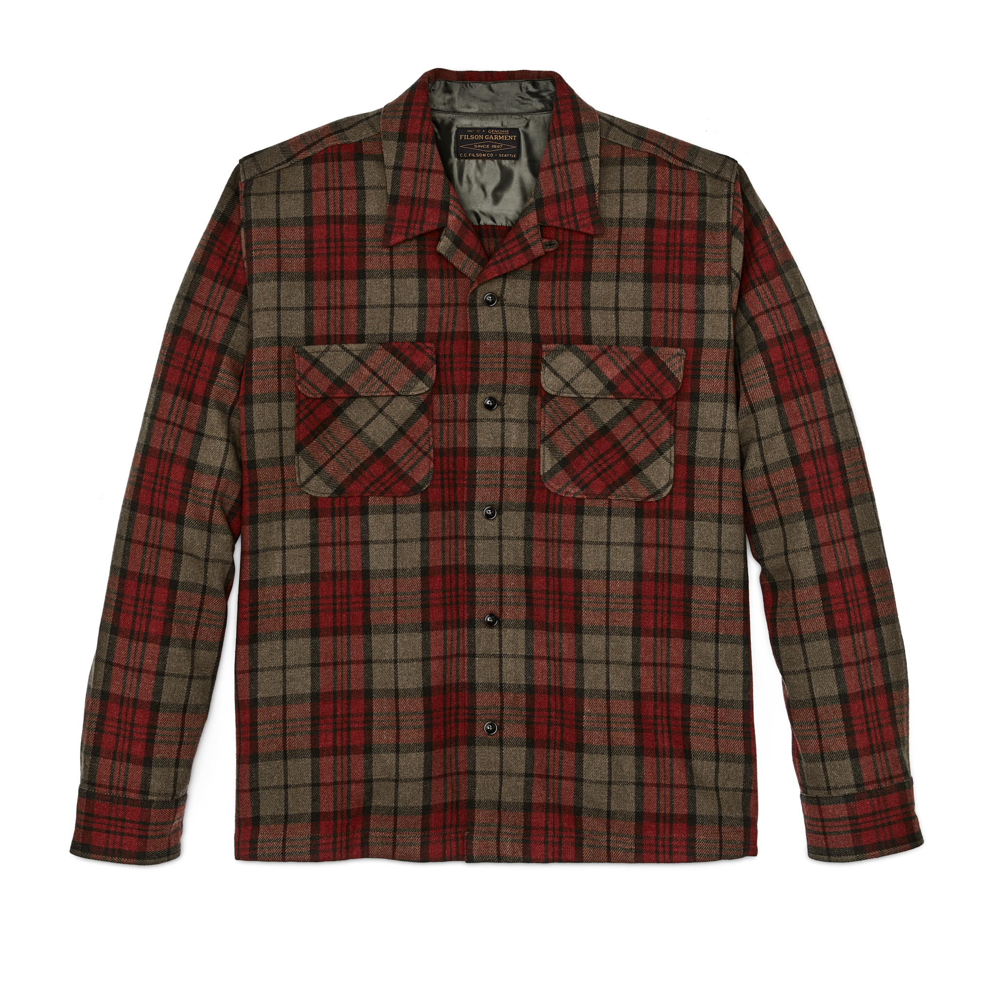 Buckner Wool Camp Shirt - Olive / Red / Multi Plaid