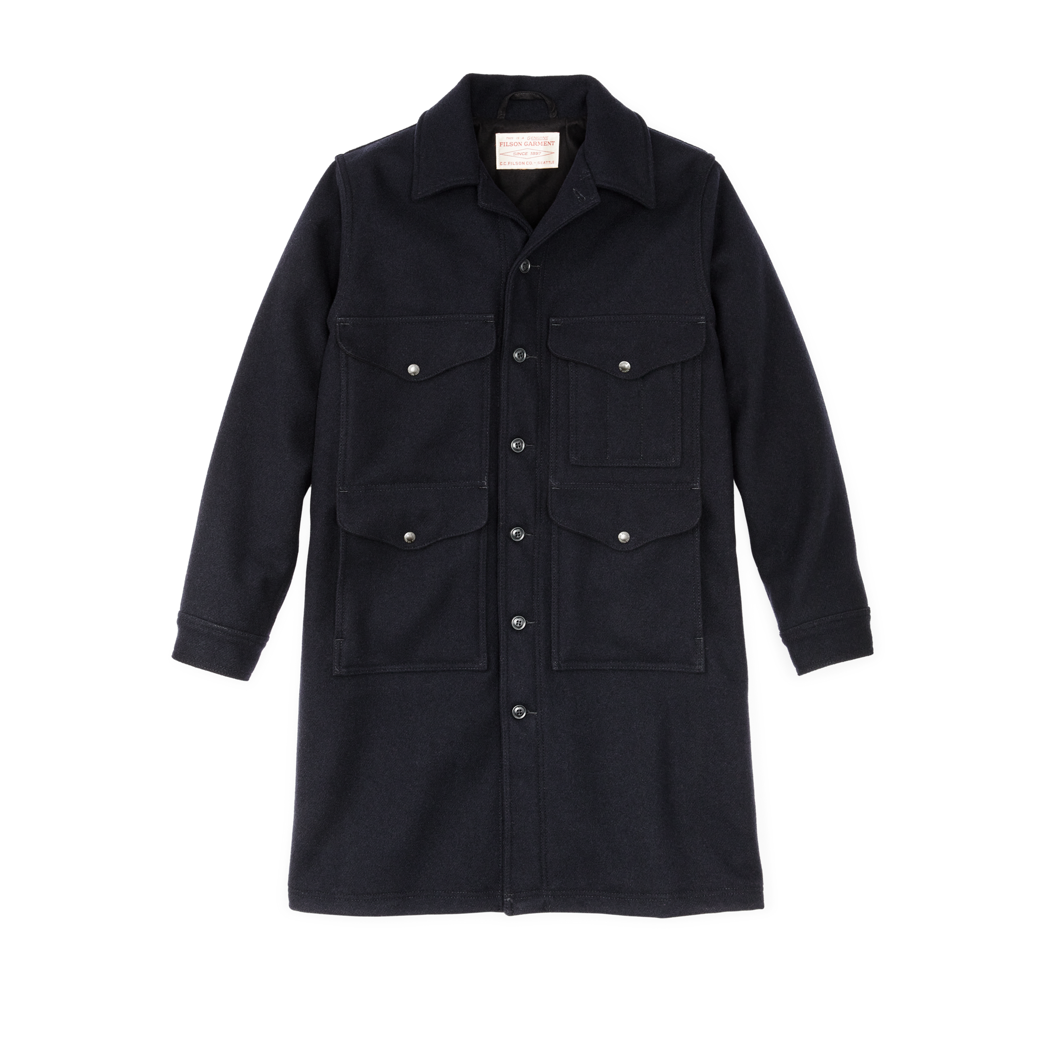 Long Mackinaw Wool Cruiser - Dark Navy