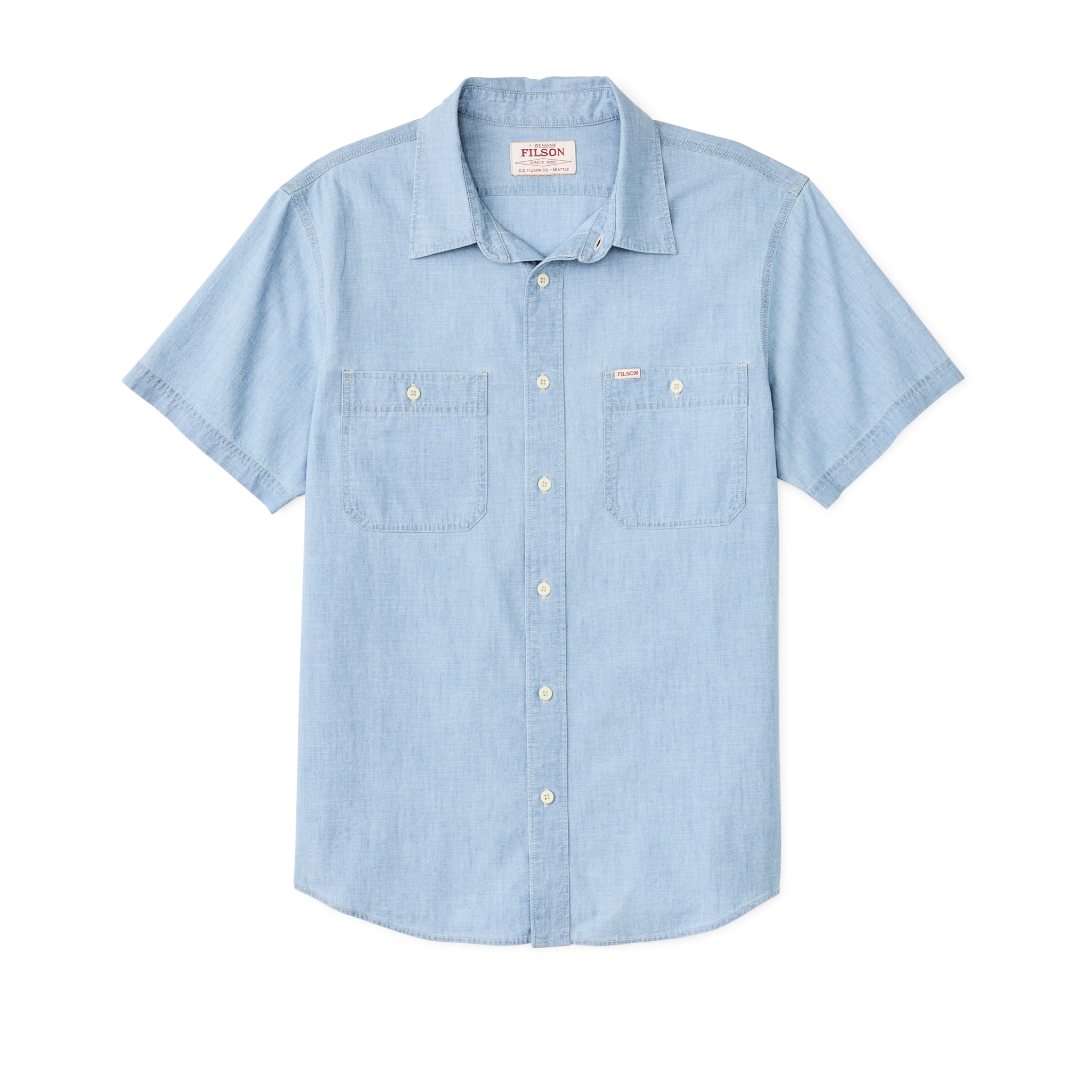 Short Sleeve Chambray Shirt - Light Indigo Chambray