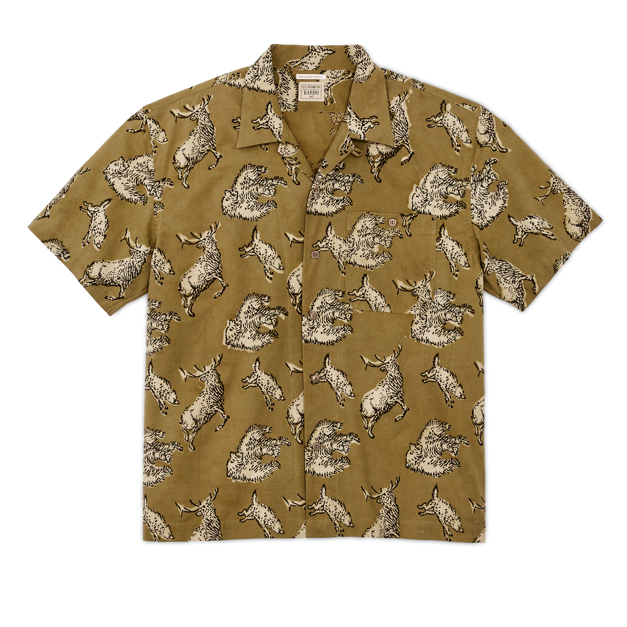 Handprinted Camp Shirt - Wildlife Print