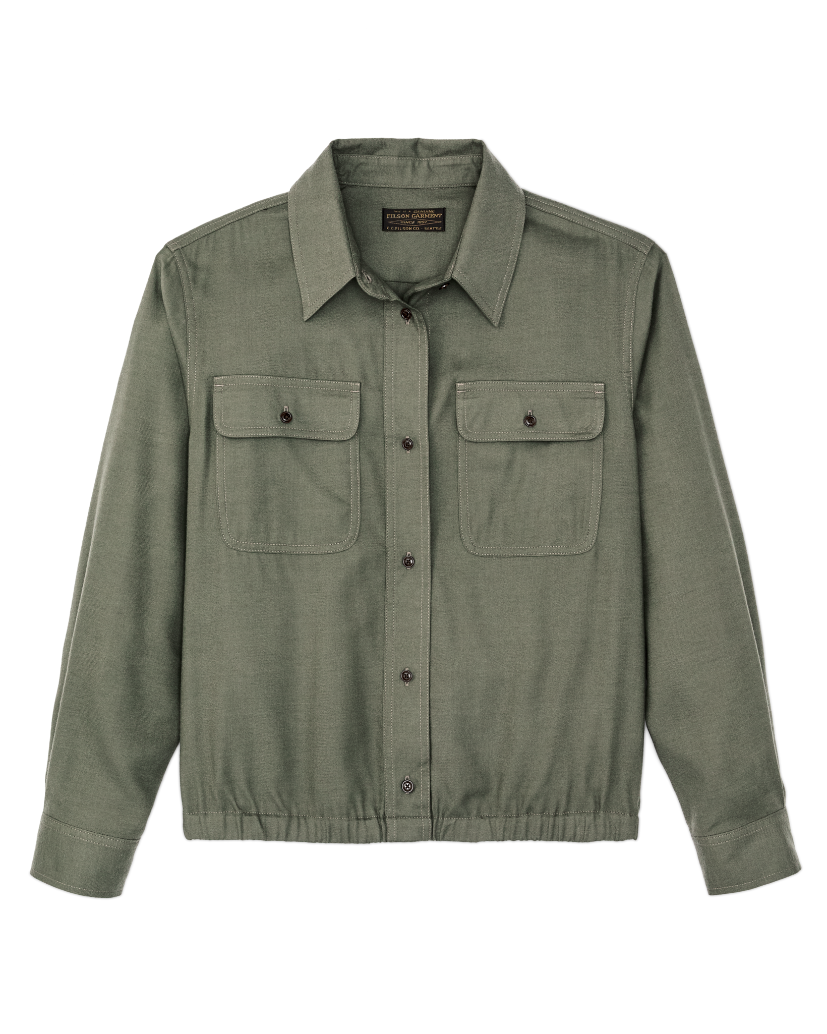Women's Gathered Hem Shirt - Olive
